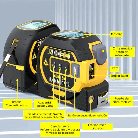 CINTA DE MEDICIÓN LÁSER INFRARROJA 3 EN 1